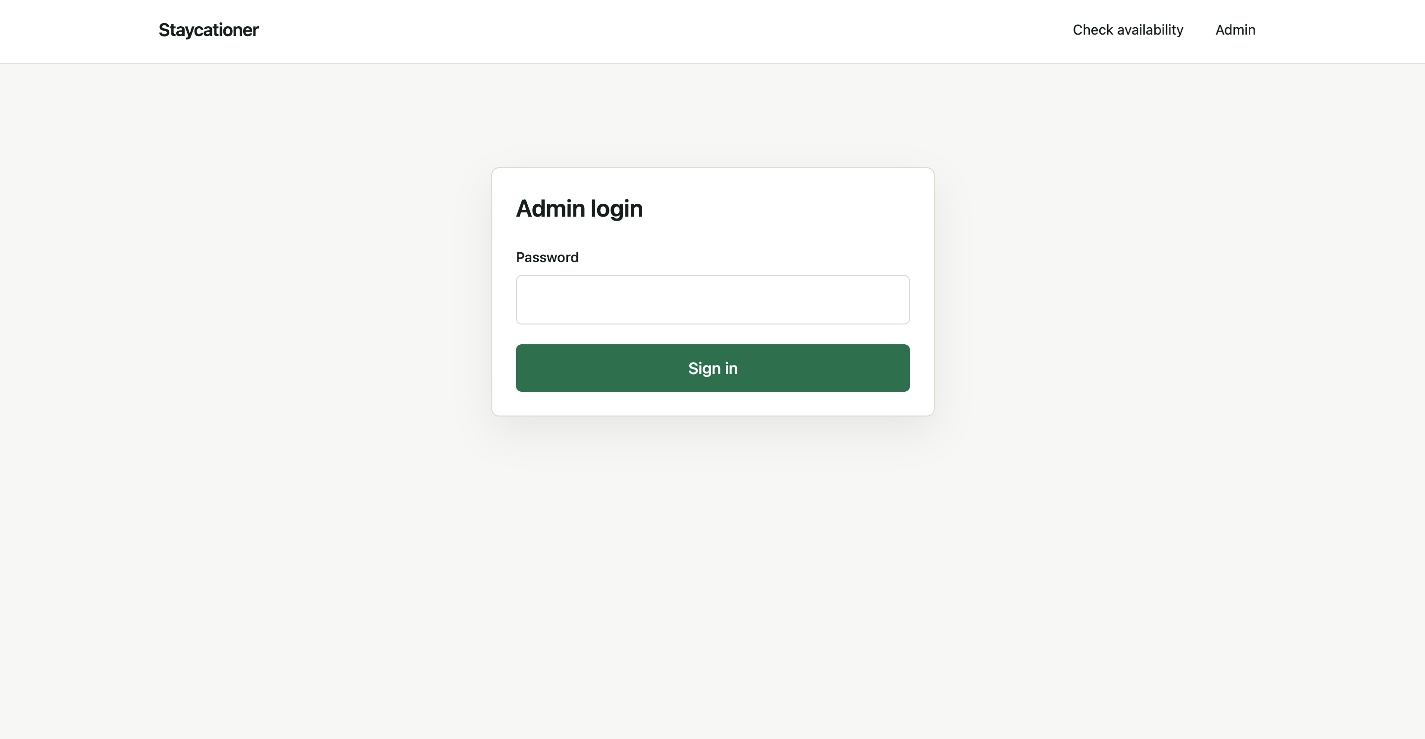 Minimal administrator login screen