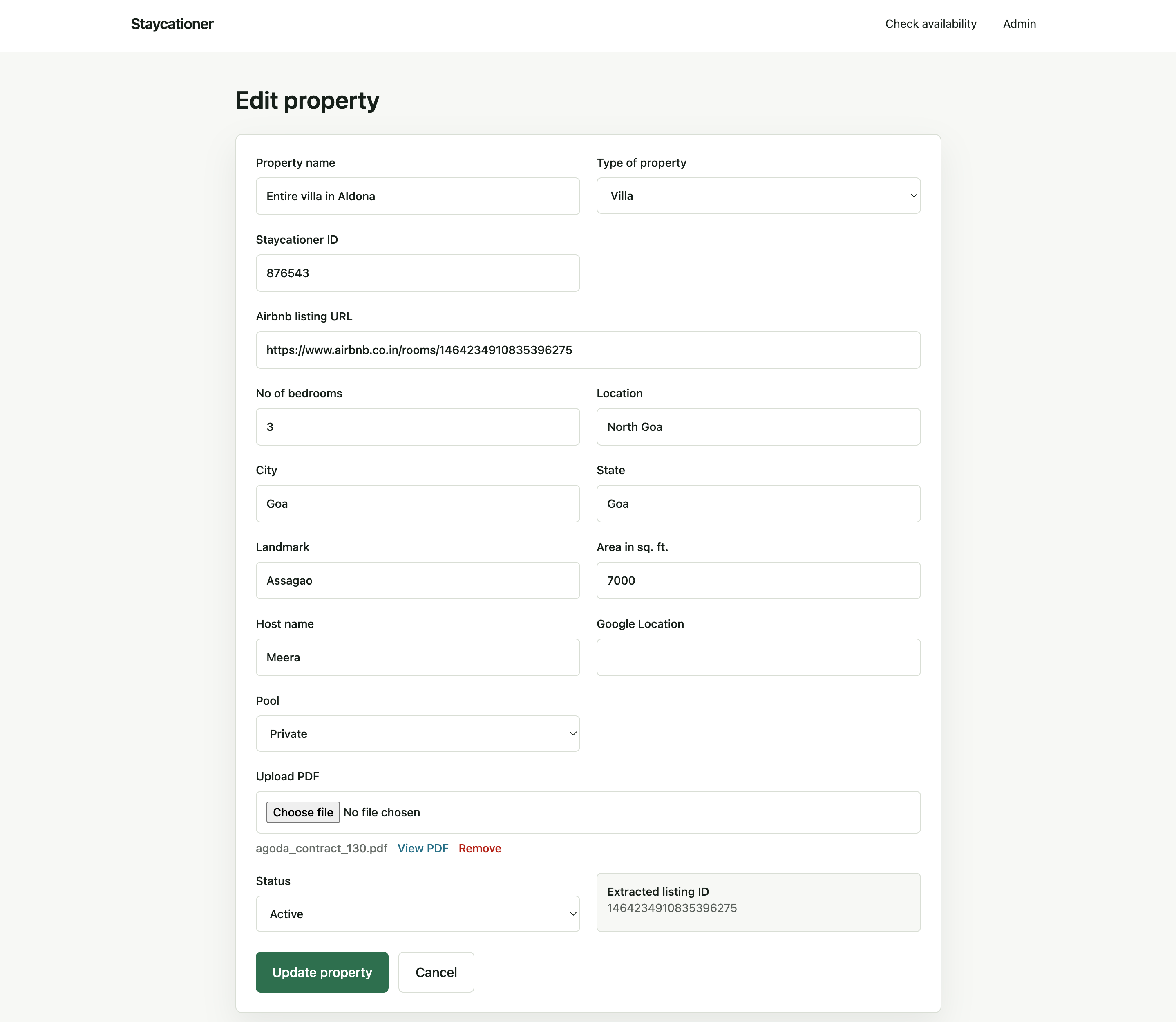 Edit property form reusing the same information structure